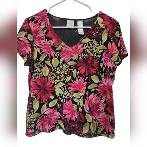 Emma James PL women's Shesr floral with black tank shirt sleeve